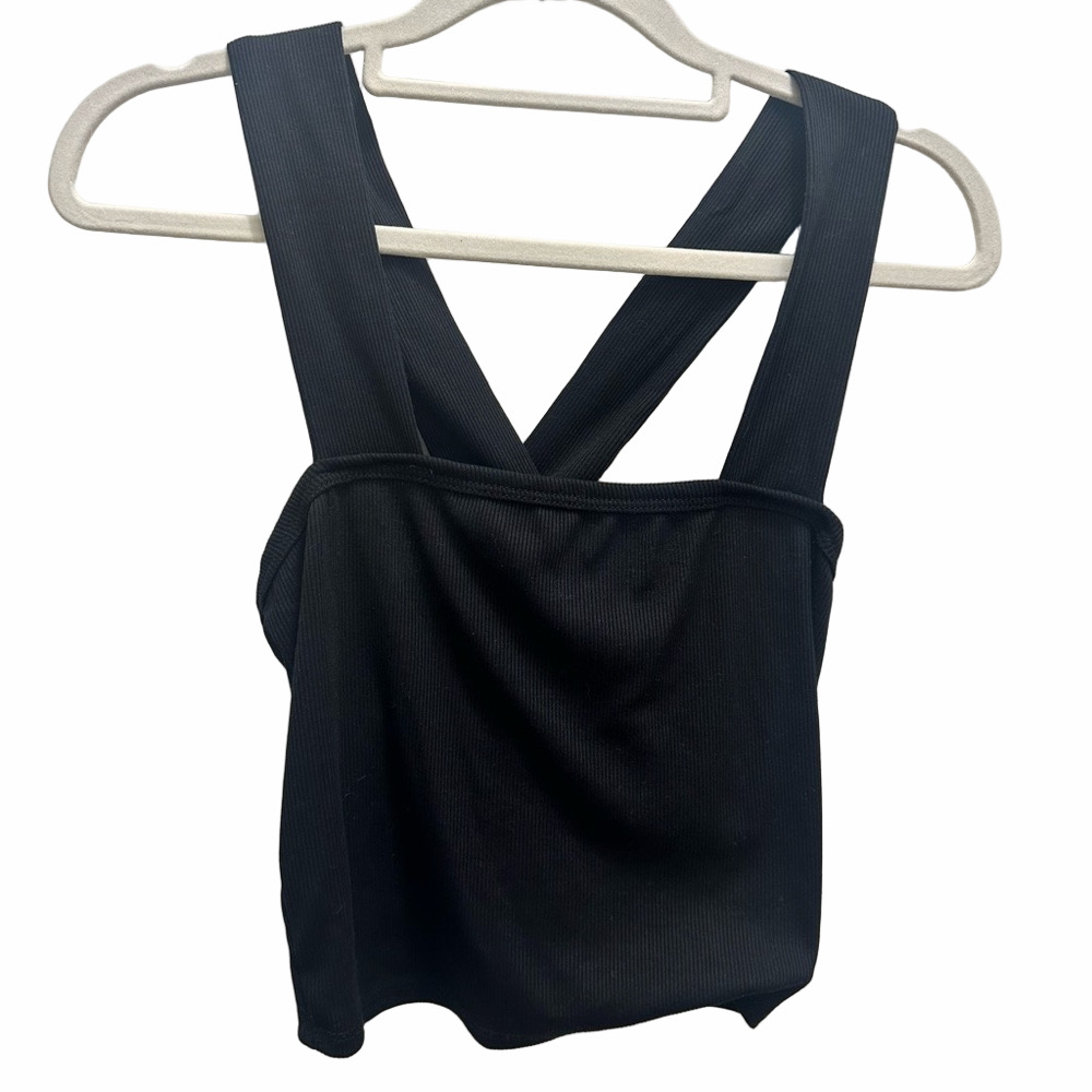 NanaMacs Black Criss Cross Crop Top Size Small